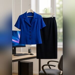 Studio I Blue & Black Top: 18 & Laura Henson Black Skirt: 16, 2pc Set